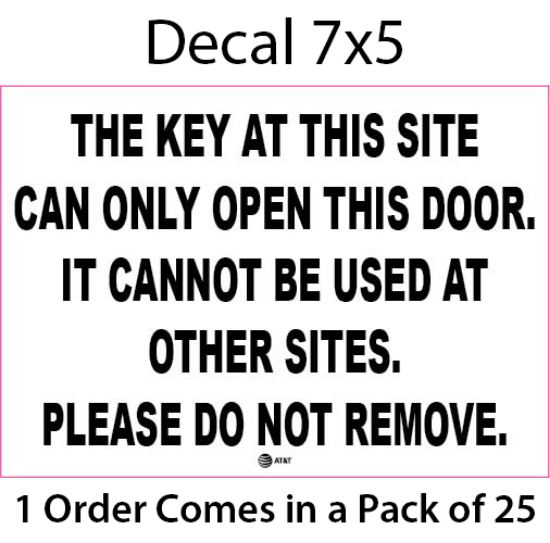 Picture of ATT-DC-KEY-57: AT&T Site Key Information Decal 5"x7" (Pack of 25)