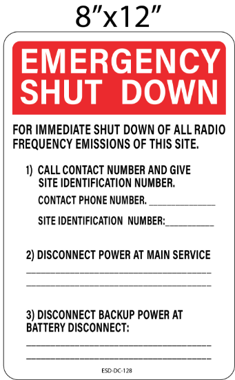 Picture of EMERGENCY SHUT DOWN RF 8X12