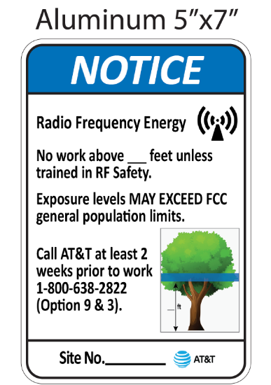 Picture of N4: AT&T N4- RF ENERGY NOTICE Aluminum 5"x7"